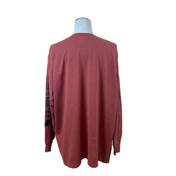 Carhartt Mens Red Cotton Long Sleeve Original Fit Logo Graphic T-Shirt 3XL - Picture 3 of 8